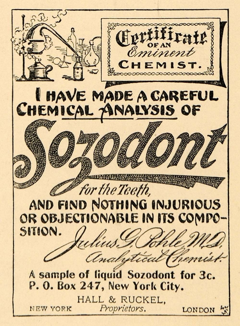 A vintage ad for Sozodont.
