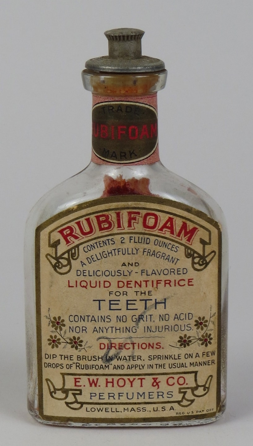 An antique bottle of Rubifoam.